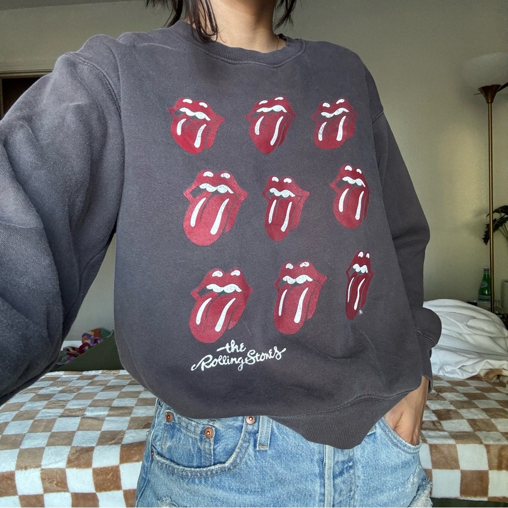 Rolling Stones Crewneck sweatshirt, washed black, women’s small, vintage style